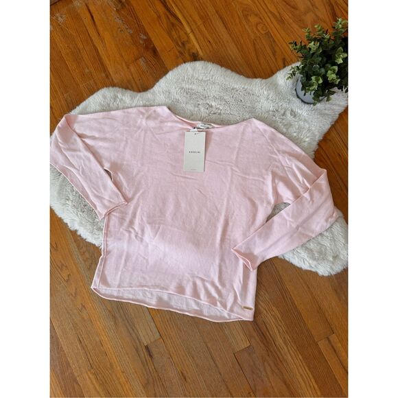 NWT Alsemi Soft Pink Cotton Rolled Hem Relaxed Fit Sweater Size S - Picture 2 of 12